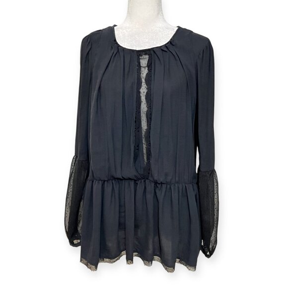 Free People Soul Serene Sheer Peplum Top Blouse Small SP Roman tic Boho Lace - Picture 3 of 10